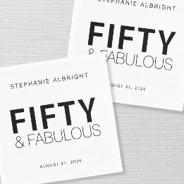 Fifty and Fabulous Name Date 50th Birthday Party Napkins