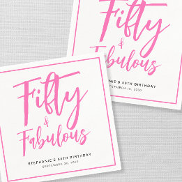 Fifty and Fabulous Name Date 50th Birthday Party Napkins