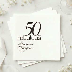 Fifty and Fabulous Name Date 50th Birthday Party Napkins
