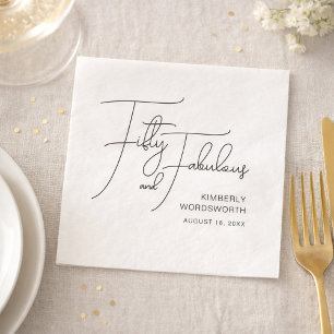 Fifty and Fabulous Name Date 50th Birthday Party Napkins