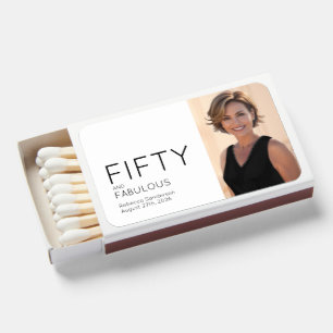 Fifty and Fabulous Name Photo 50th Birthday Party Matchboxes