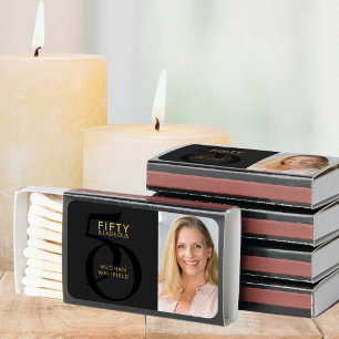 Fifty and Fabulous Name Photo 50th Birthday Party Matchboxes