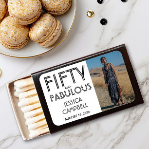 Fifty and Fabulous Name Photo 50th Birthday Party Matchboxes