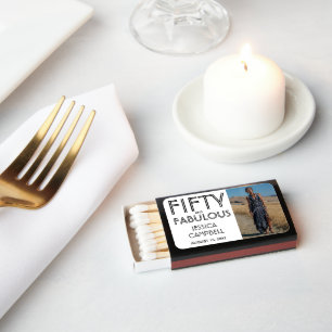 Fifty and Fabulous Name Photo 50th Birthday Party Matchboxes