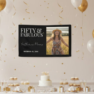 Fifty and Fabulous Photo 50th Birthday Banner