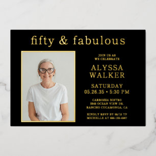 Fifty and Fabulous Photo 50th Birthday Foil Invitation