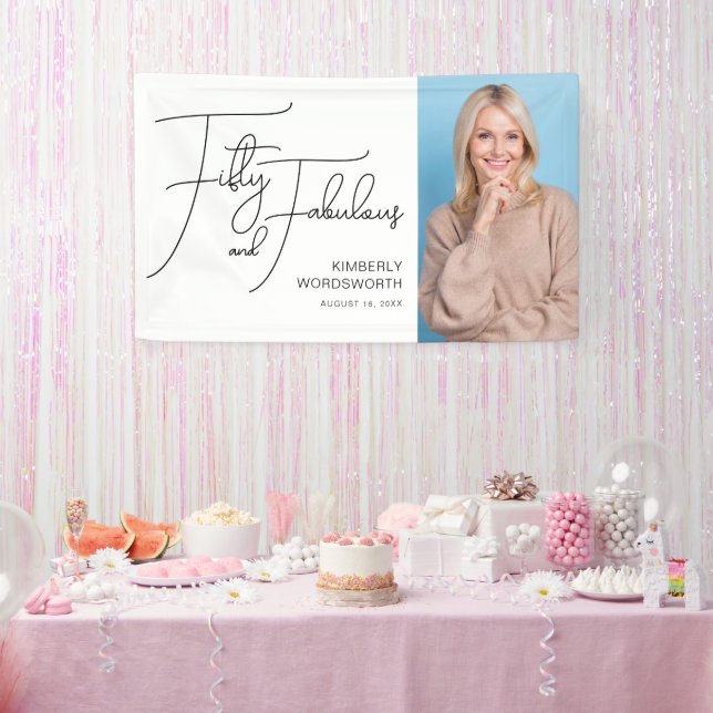 Fifty and Fabulous Photo 50th Birthday Party Banner (Party)