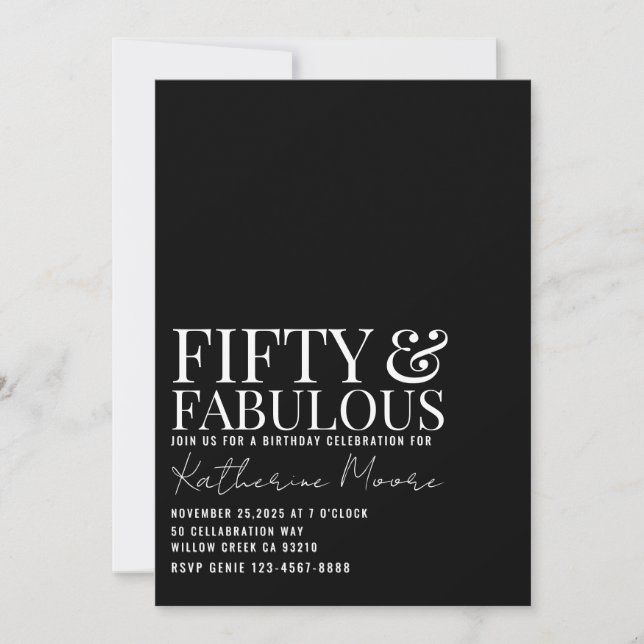 Fifty and Fabulous Photo 50th Birthday Party Invitation (Front)