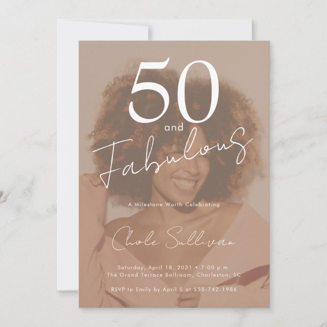 Fifty and Fabulous Photo 50th Birthday Party Invitation (Front)