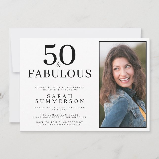 Fifty and Fabulous Photo 50th Birthday Party Invitation (Front)