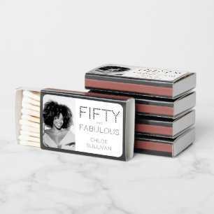 Fifty and Fabulous Photo 50th Birthday Party Matchboxes