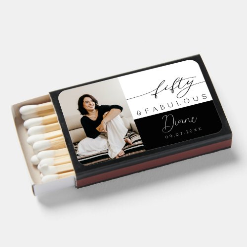 Fifty and Fabulous Photo 50th Birthday Party Matchboxes