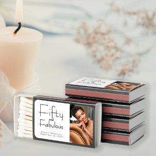 Fifty and Fabulous Photo 50th Birthday Party Matchboxes