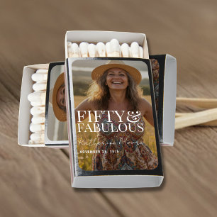 Fifty and Fabulous Photo 50th Birthday Party Matchboxes