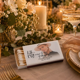 Fifty and Fabulous Photo 50th Birthday Party Matchboxes