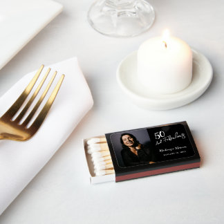 Fifty and Fabulous Photo 50th Birthday Party Matchboxes