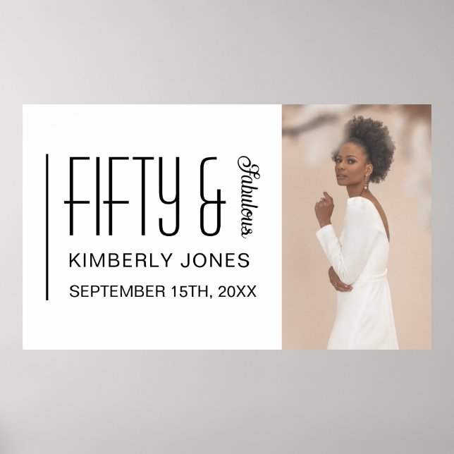 Fifty and Fabulous Photo 50th Birthday Party Poster (Front)