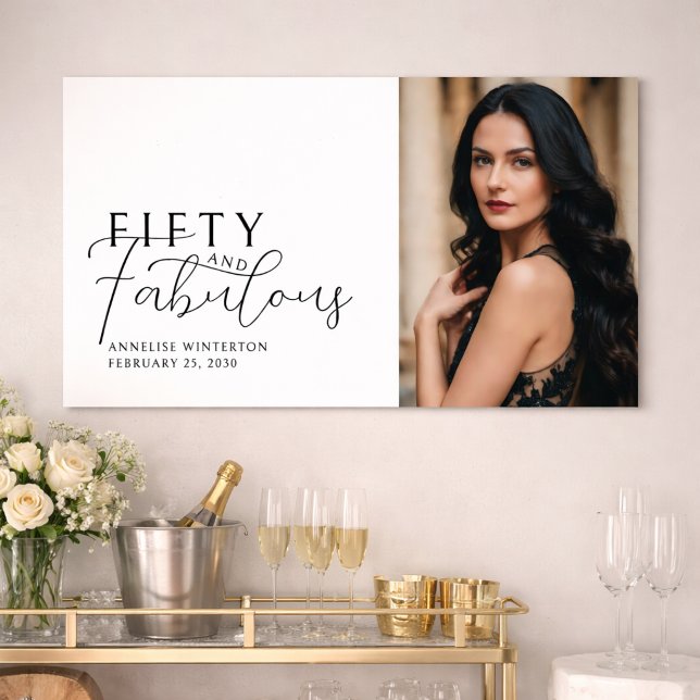 Fifty and Fabulous Photo 50th Birthday Party Poster (Creator Uploaded)