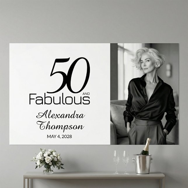 Fifty and Fabulous Photo 50th Birthday Party Poster (Creator Uploaded)