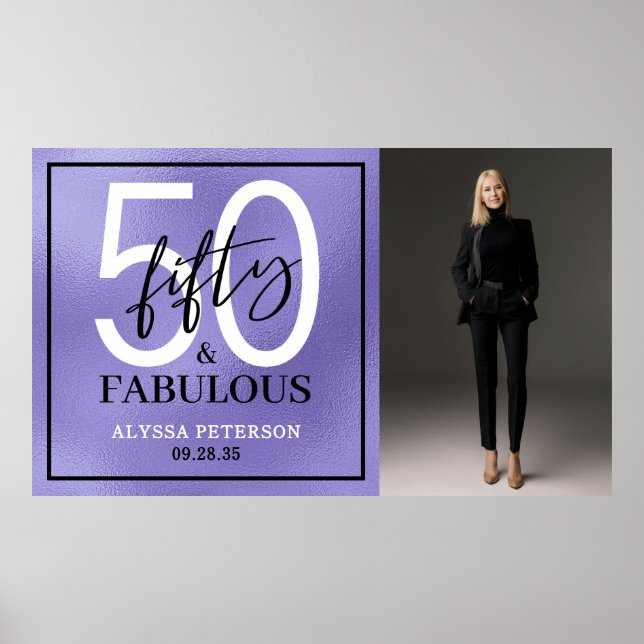 Fifty and Fabulous Photo 50th Birthday Party Poster (Front)