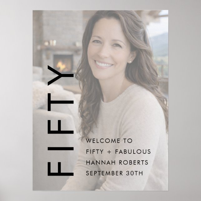 Fifty and Fabulous Photo 50th Birthday Party Poster (Front)