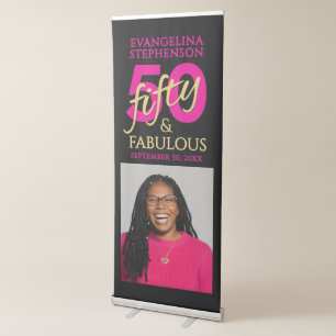 Fifty and Fabulous Photo 50th Birthday Party Retractable Banner