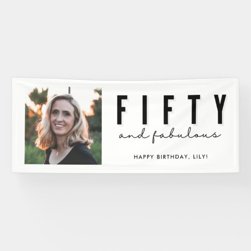 Fifty and Fabulous Photo Birthday Party Banner