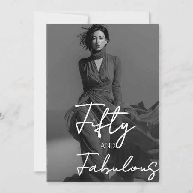 Fifty and Fabulous Photo Black 50th Birthday Invitation (Front)