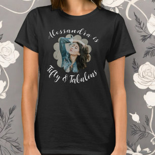 Fifty and fabulous photo monogram calligraphy T-Shirt