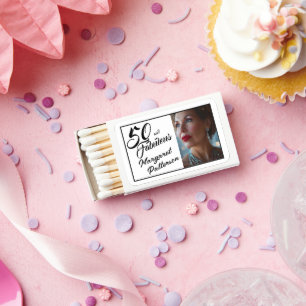 Fifty and Fabulous Photo Name 50th Birthday Party Matchboxes