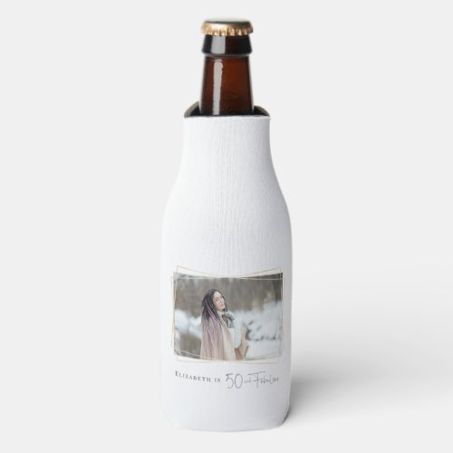 Fifty and Fabulous Photo Name Birthday Bottle Cooler