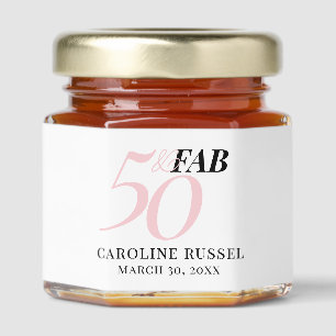 Fifty and Fabulous Pink 50th Birthday Honey Jar Favors