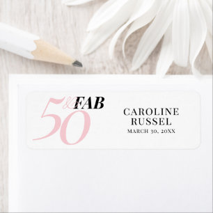Fifty and Fabulous Pink 50th Birthday Label