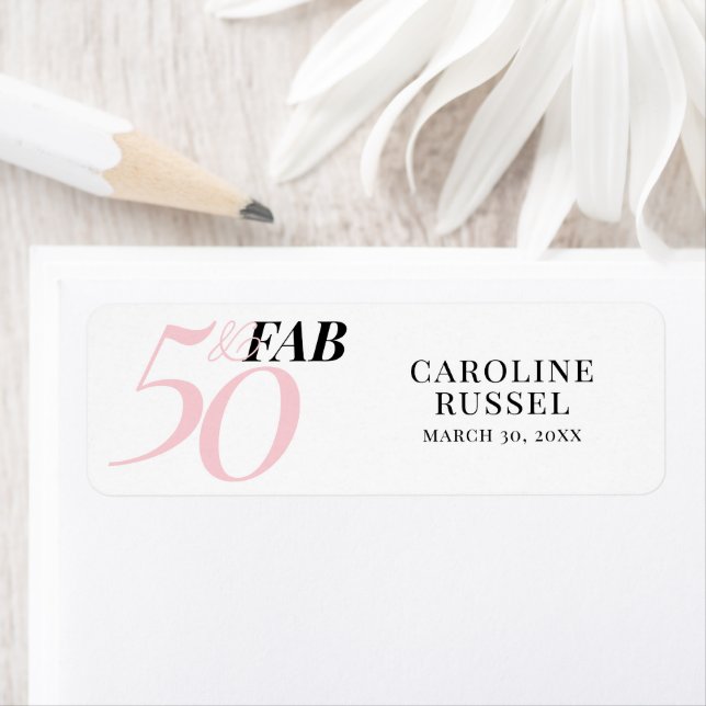Fifty and Fabulous Pink 50th Birthday Label (Insitu)