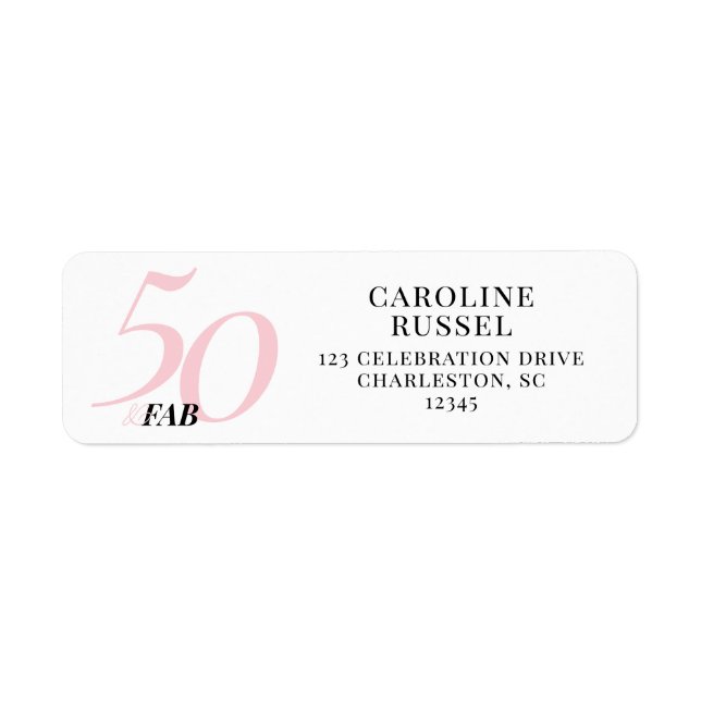 Fifty and Fabulous Pink 50th Birthday Label (Front)