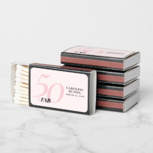 Fifty and Fabulous Pink 50th Birthday Party Matchboxes