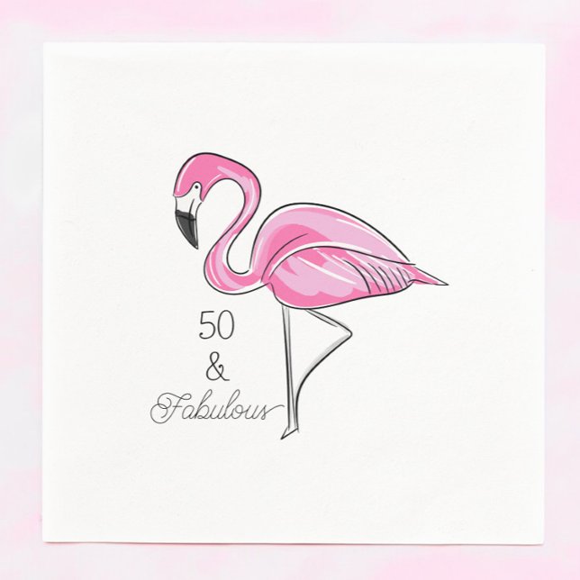 Fifty and Fabulous Pink Flamingo Napkins (Creator Uploaded)