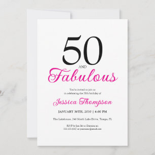 Fifty and Fabulous Pink Script 50th Birthday Invitation