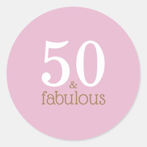 Fifty and Fabulous Purple Elegant Birthday Party Classic Round Sticker