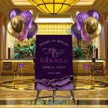 Fifty and Fabulous Purple Gold Agate Welcome Sign<br><div class="desc">Looking for the perfect addition to your loved one's upcoming celebration? Look no further than this "Fifty & Fabulous" 50th Birthday Welcome Sign! This sign is beautifully designed with shades of purple agate slice borders with gold glitter accents against a dark purple background. The colors are sure to catch the...</div>