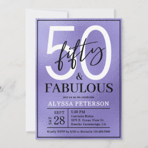Fifty and Fabulous Purple Script 50th Birthday Invitation
