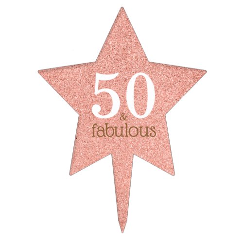 Fifty and Fabulous Rose Gold Birthday Party Star Cake Topper