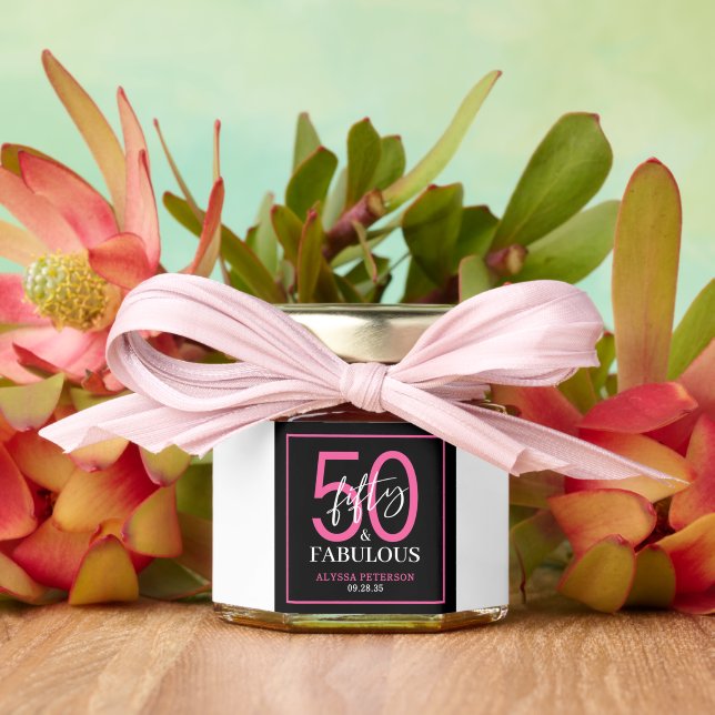 Fifty and Fabulous Script 50th Birthday Honey Jar Favors (Insitu (Wedding))