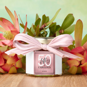 Fifty and Fabulous Script 50th Birthday Honey Jar Favors