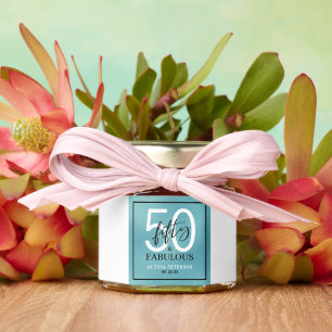 Fifty and Fabulous Script 50th Birthday Honey Jar Favors