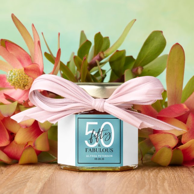 Fifty and Fabulous Script 50th Birthday Honey Jar Favors (Insitu (Wedding))