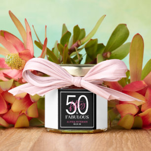 Fifty and Fabulous Script 50th Birthday Honey Jar Favors