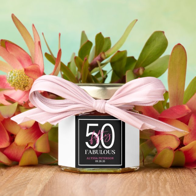 Fifty and Fabulous Script 50th Birthday Honey Jar Favors (Insitu (Wedding))