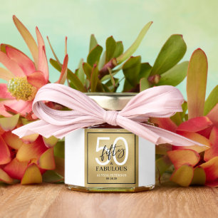 Fifty and Fabulous Script 50th Birthday Honey Jar Favors