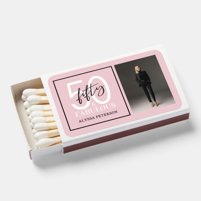 Fifty and Fabulous Script 50th Birthday Matchboxes (Front Open)
